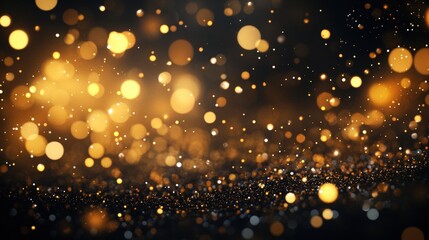A mesmerizing display of shimmering golden and white bokeh lights against a dark background, creating an enchanting atmosphere.