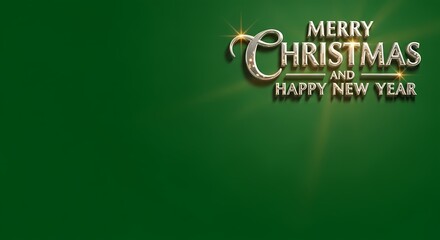 Elegant Green and Gold Merry Christmas and Happy New Year Background