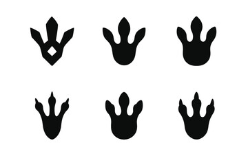 Obraz premium Reptile Track Logos. Animal footprints. Set Logo of reptile track: stylized lizard or crocodile foot. harmonious logo variations of the same emblematic