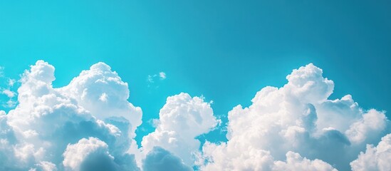 Bright White Clouds Against Vibrant Turquoise Sky - Sunny Day Nature