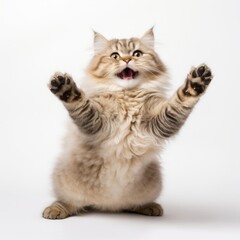 Obraz premium Happy smiling dancing cat mammal animal kitten.