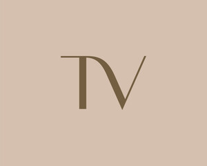 TV letter logo icon design. Classic style luxury initials monogram.