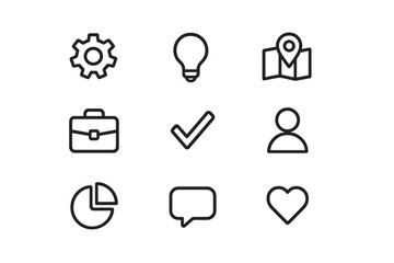 Uniform Icon Set. Equal spacing between icons and equal margins on the edges. Uniform icon size across the set
