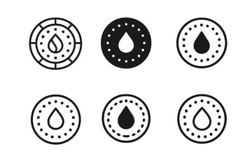 Fototapeta premium Menstrual Cycle Logos. Reproductive health. Set Logo of menstrual cycle: circular calendar with droplet icon. harmonious logo variations of the same emblematic