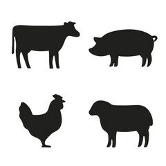 牧場の動物シルエット｜Farm Animal Silhouettes