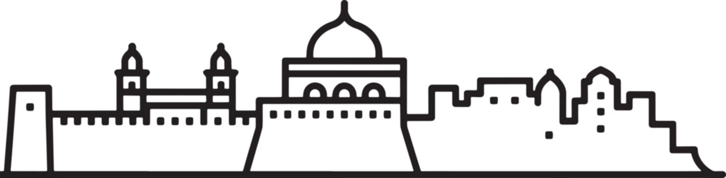 black line art city skyline clip art preview