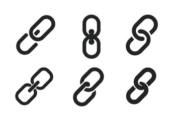 Fototapeta premium Link Icon Grid. Social media bio optimization tips. Set Logo of link chain icon: Abstract geometric, Minimal outline, Iconic shape, Symmetrical form, Filled