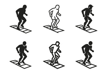 Athletic Logo Variations. High-performance training for athletes. Set Logo of agility ladder: athlete practicing drills on training ladder. harmonious logo