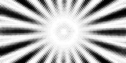 Vector halftone dots background, fading dot effect. Imitation of a mountain landscape, banner, shades of gray.
