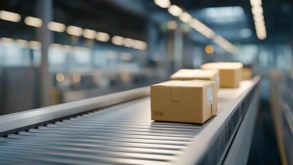 Packages and parcels move at high speed across a conveyor belt in a global shipping hub, emphasizing logistics efficiency, modern supply chains, e-commerce growth, and the nonstop machinery of - Powered by Adobe