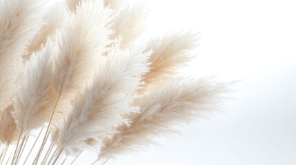 Soft, feathery pampas grass arranged elegantly against a bright background, creating a serene and minimalist aesthetic.