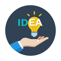 hand holding light bulb icon