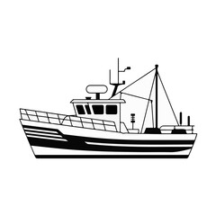 Obraz premium Fishing Boat Illustration Maritime Vessel Art for Nautical Designs, Sea Travel and Coastal Themes