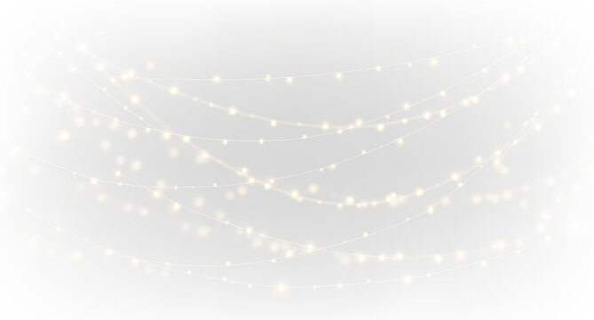 Warm twinkling fairy lights, cozy festive string illumination PNG