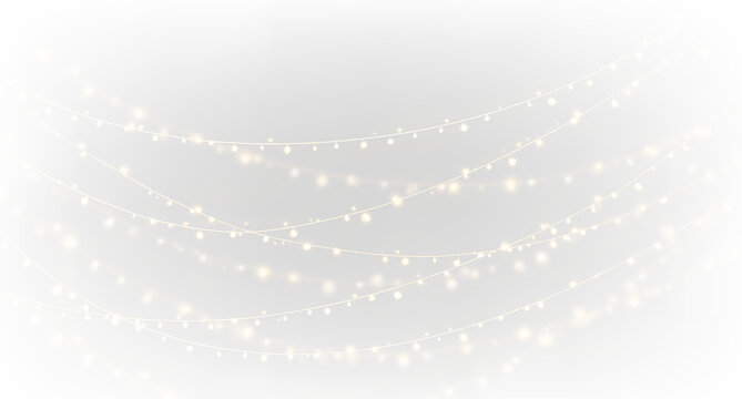Warm twinkling fairy lights, cozy festive string illumination PNG