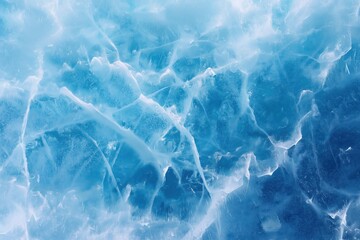Obraz premium Abstract ice texture with natural cracks and ripples on icy blue background, frozen surface pattern with cold winter aesthetic, crystal-like design ideal for backdrop, nature concept, and modern minim