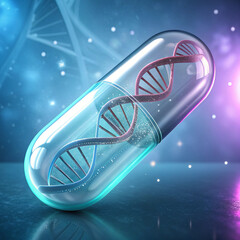 dna strand on blue background