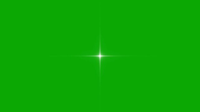 Glowing and twinkling star motion graphics on green screen background. Twinkling stars animation, shiny Optical flare light with sparkle rays rotating, Stars shine effect, Loop video. 4k