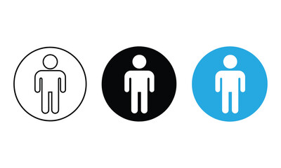 Three human figure icons diverse colors circular shapes simple design