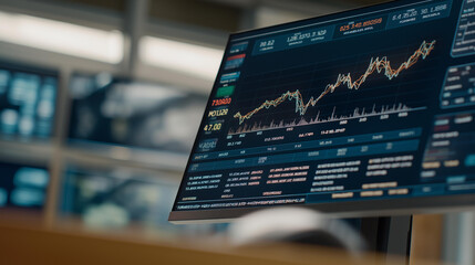 Futuristic trading room where AI dashboards track global markets in real-time with predictive financial graphs, symbolizing technological innovation, smart investing, and high-speed algorithmic