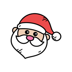 Cartoon Santa Claus with Red Hat and White Beard Isolated on Transparent Background for Holiday Themed Design Element for Christmas Vector Illustration