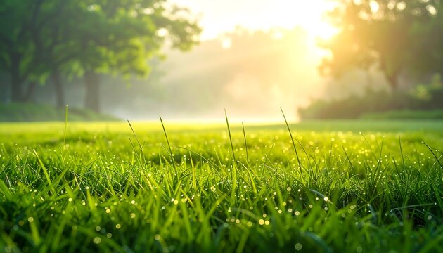 Morning dew on vibrant grass