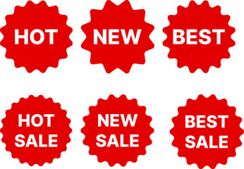 red sale promotional discount badge set. Price sticker and Special offer price tag