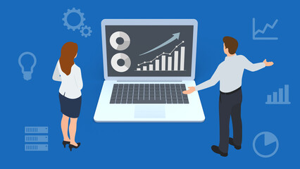 データ解析をイメージしたビジネスイラスト