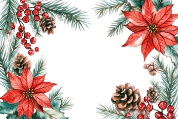 Winter flower Frame illustration watercolor christmas.