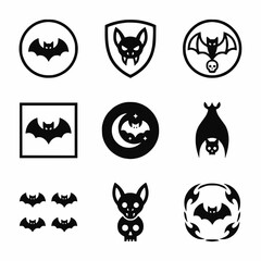 Halloween icon set of vampire bats, gothic, spooky isolated logos twitch emotes