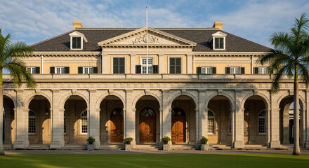 Devon house in kingston, jamaica, showcasing its georgian architecture, historical significance, and lush green lawn, reflecting the islands rich heritage