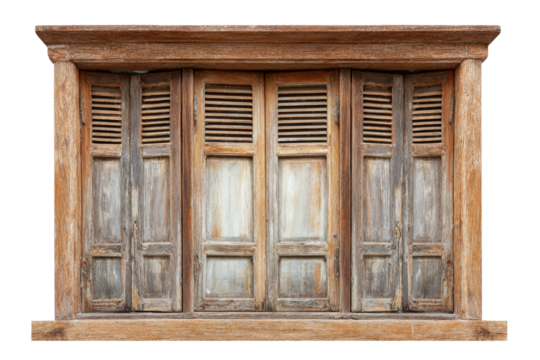 Aged wooden window with shutters (2)