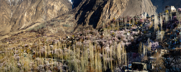 spring panoramic landscape of hunza valley 