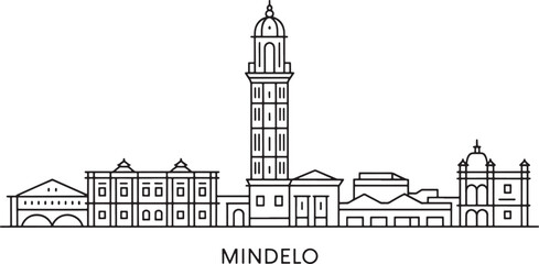 Obraz premium Mindelo Skyline Outline on Isolated Transparent Background
