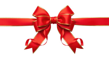 Red Gift Bow with Gold Edges transparent bg, cutout PNG