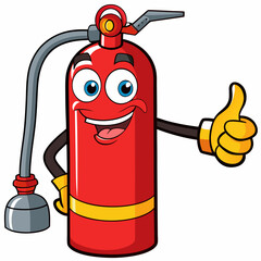 Cheerful Cartoon Fire Extinguisher Character Illustration