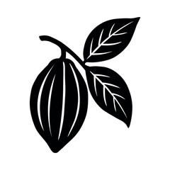 Cacao beans vector flat illustration on white background. Hand drawn cocoa chocolate organic symbol in vintage style for web and design packages.