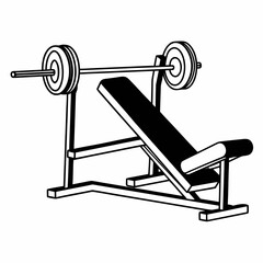 Simple Geometric Gym Bench Press Vector Illustration