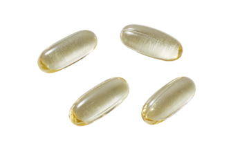 Four light-yellow, oval capsules