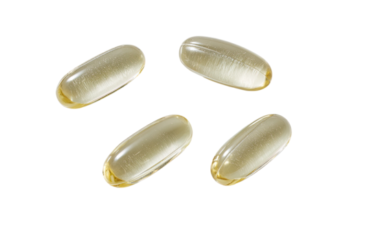 Four light-yellow, oval capsules