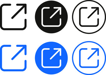 External link arrow icon set. Share symbol. External link icons collection