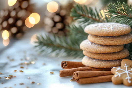 Christmas cookies with cinnamon, close-up view.
