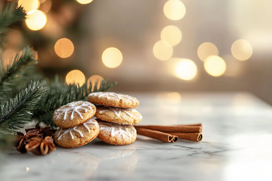 Christmas Cookies and Cinnamon Still Life.