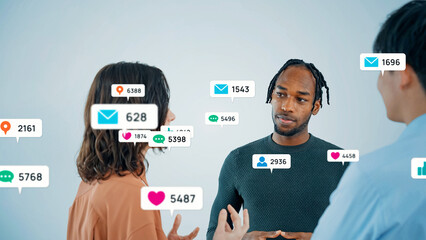 Multinational people talking and social network