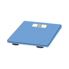Bathroom scale isolated on white background. Fitness and health equipment for weight control and diet. Flat vector illustration.