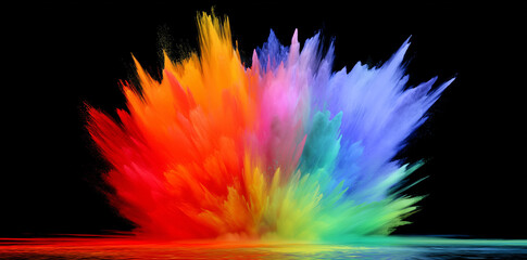 Colorful explosion of abstract hues creating a dynamic splash against a black background