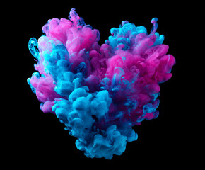 Vivid swirling colors blend to create an abstract heart shape on a black background