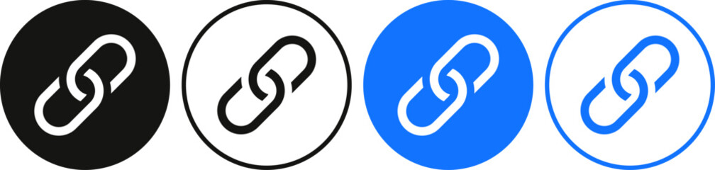 Web link icon set. Chain icons. Webpage URL link symbol. external link, share link, internet url, attach link symbol 