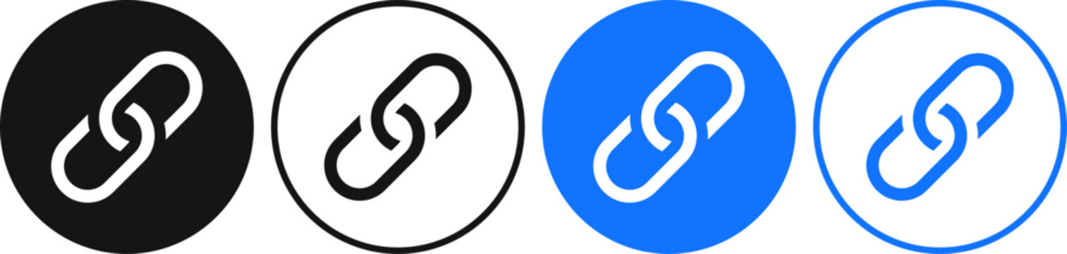 Web link icon set. Chain icons. Webpage URL link symbol. external link, share link, internet url, attach link symbol 