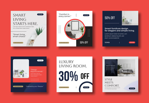 Modern Furniture Social Media Post Pack Template Design